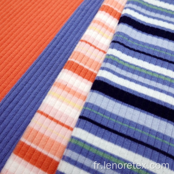 Rayon Fil Dye Stripe Tissu de brosse en tricot